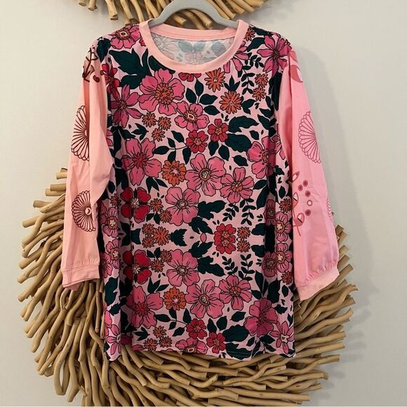 Boutique Long Sleeve Floral Top, Cotton/poly Blend, XL NWOT - Picture 1 of 4